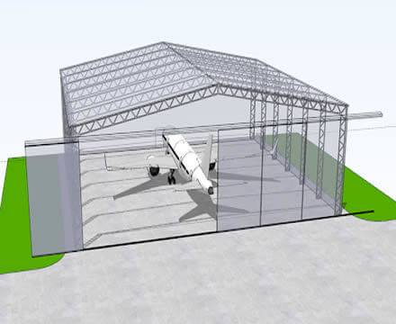 Bangunan baja canggih Hangar 5m - 6m Tinggi Metal Hangar Pesawat