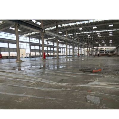 Large overhang canopy steel structure warehouse with sliding / rolling-up gate