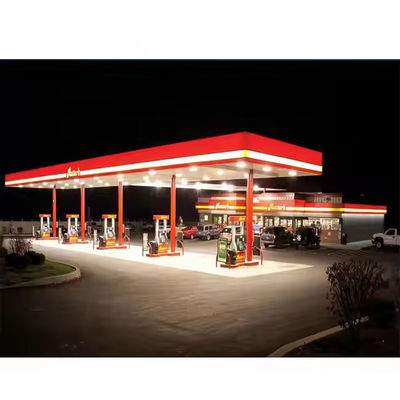 Professional Steel Structural Build Prefab Space Frame Filling Gas Petrol Station Canopy Roof Construction Fuel Pump Gas Station