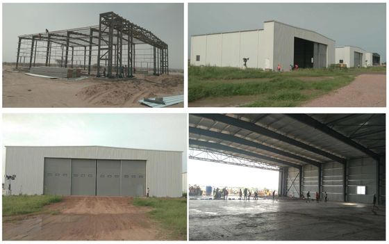 Hurricane tahan kekuatan tinggi pre-engineered struktur logam gudang hangar