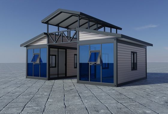 Rumah Prefabrikasi yang Dapat Diperluas Bergerak Mewah Dinding Tirai Kaca Panel Pu Resor Pantai Perumahan