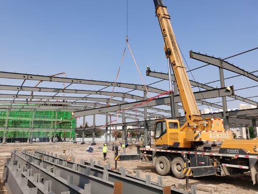 Konstruksi Bangunan Logam Pre-engineered Q355B Struktur Kerangka Baja Balok H Las Untuk Penyimpanan Industri
